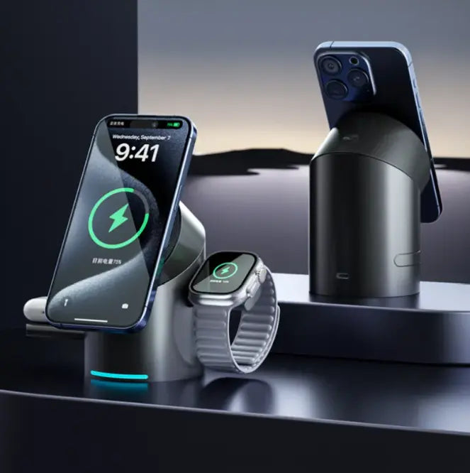Three-in-one Magnetic Wireless Charger Phone Fast Charge Bracket Market Heaven