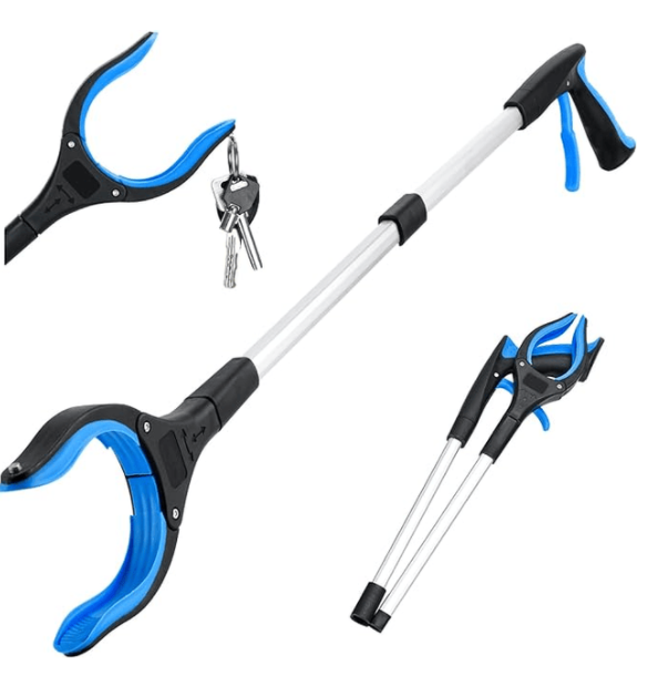 Foldable Grabber with 360° Swivel Clip - Blue (One Piece)
