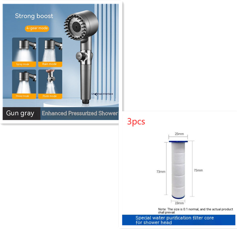 Adjustable Supercharged Shower Head with Hose